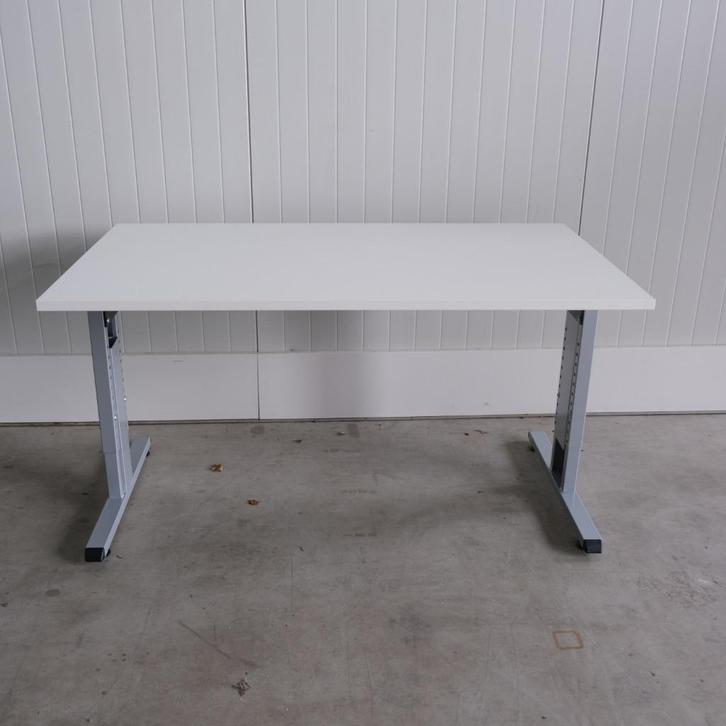 Schaffenburg inbus bureau,140x80cm, H60/89cm Wit/Grijs, BR73, Huis en Inrichting, Bureaus, Zo goed als nieuw, Bureau, In hoogte verstelbaar
