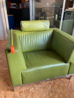 Montel olijfgroene fauteuil, Huis en Inrichting, Fauteuils, Ophalen, Zo goed als nieuw, 100 tot 125 cm, Modern
