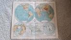 Antieke Wereldkaart - Hoogten en Diepten der Aarde, Gelezen, Ophalen of Verzenden, Landkaart, 1800 tot 2000