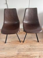 Set van twee eetkamer stoelen, Huis en Inrichting, Ophalen, Twee, Bruin, Leer