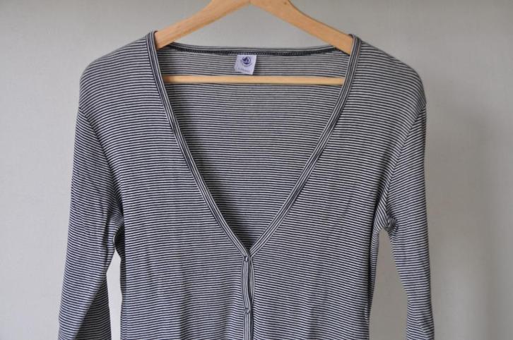 Petit Bateau vestje maat L smalle streepjes blauw wit, Kleding | Dames, Tops, Zo goed als nieuw, Maat 42/44 (L), Blauw, Lange mouw