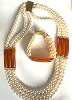 Mooie vintage sieraden set glas parel en Kunststof, Ophalen, Overige materialen, Overige typen