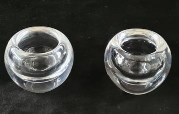 2 Vintage Studio Ahus kristallen waxinelichtjes 1977 Zweden. beschikbaar voor biedingen