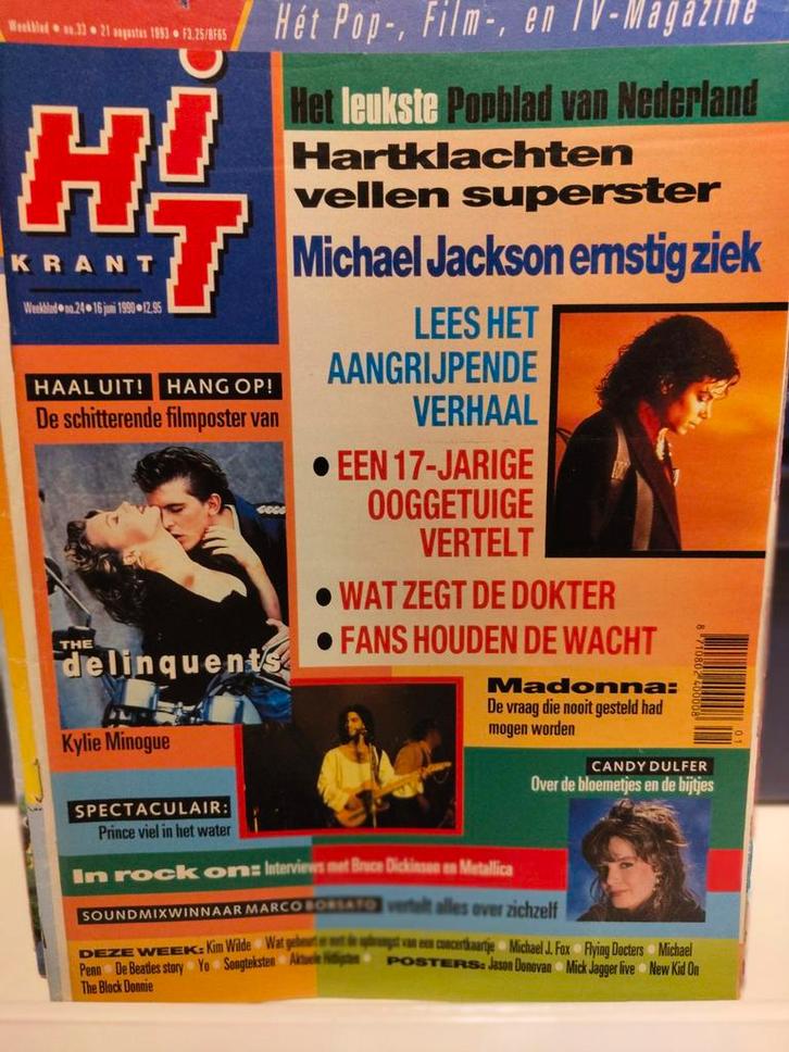 Hitkrant 1990 - Michael Jackson ernstig ziek, Boeken, Tijdschriften en Kranten, Gelezen, Muziek, Film of Tv, Ophalen of Verzenden