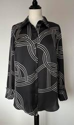 H&M donkergrijze blouse met grafische lijnen maat S, Maat 38/40 (M), H&M, Ophalen of Verzenden, Zo goed als nieuw