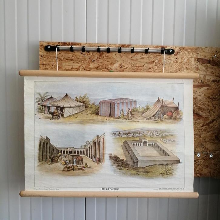 Schoolplaat: Tent en herberg, Antiek en Kunst, Antiek | Schoolplaten, Geschiedenis, Ophalen of Verzenden