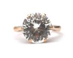 Vintage natuurlijk witte saffier 6,15K gouden solitair ring, Ophalen, Wit, Zo goed als nieuw, 17 tot 18