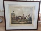 Prent met ruiter met paarden en renpaarden, Antiek en Kunst, Ophalen