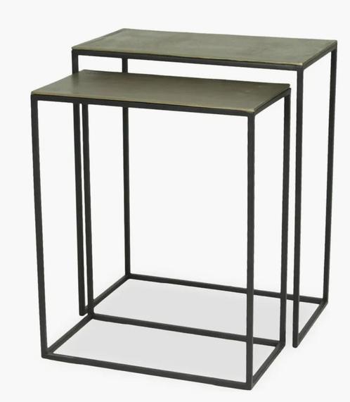 Sidetable Goud / Zwart Aluminum| Set van 2 | Extra Voordelig, Huis en Inrichting, Tafels | Sidetables, Nieuw, 25 tot 50 cm, Rechthoekig