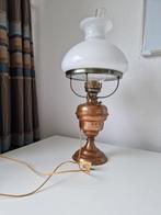 Antieke tafellamp met glazen kap vintage lamp, Ophalen