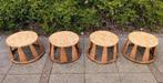 4x Vintage krukjes bamboe rotan kruk krukken krukje, Huis en Inrichting, Krukjes, Ophalen of Verzenden, Gebruikt, Hout
