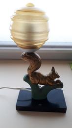 Vintage Deco-lampje met eekhoorn, Glas, Ophalen of Verzenden, Zo goed als nieuw, Eind jaren 1800 begin 1900