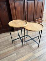 Mango houten bijzettafeltjes, Minder dan 55 cm, Gebruikt, Rond, Industrieel