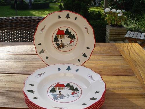 Masons mason christmas village diepe borden kerst 1796, Huis en Inrichting, Keuken | Servies, Zo goed als nieuw, Bord(en), Wedgwood