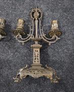 Paar antieke messing kandelaars Renaissance, Antiek en Kunst, Antiek | Kandelaars, Ophalen of Verzenden, Koper of Brons