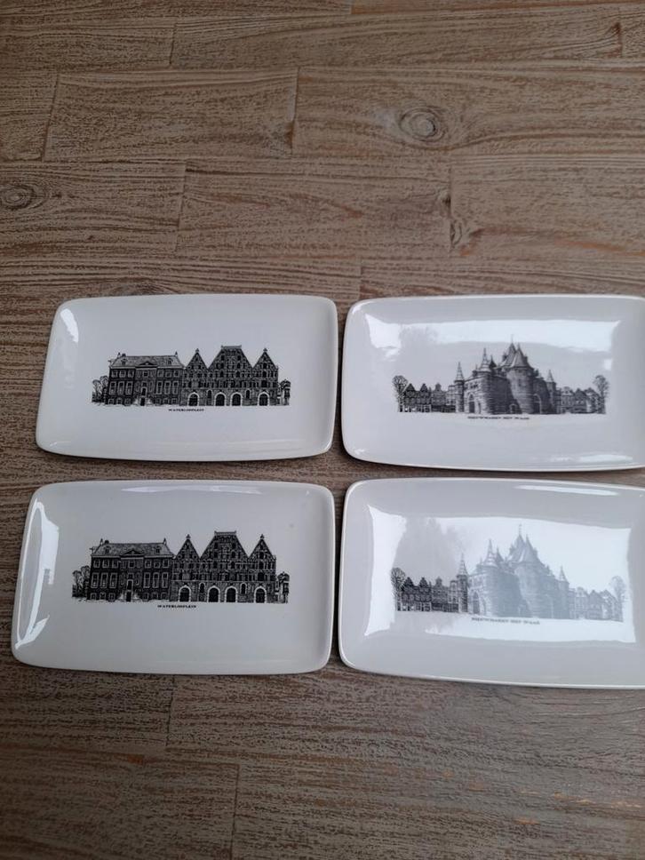 Amsterdams Grachtenservies 4 serveerschaaltjes, Antiek en Kunst, Antiek | Servies los, Ophalen
