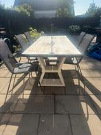 Tuintafel met 5 stoelen, Ophalen, Zo goed als nieuw, Hout