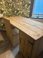 Stoer bureau met stoel van steigerhout, Huis en Inrichting, Ophalen of Verzenden, Gebruikt, Bureau