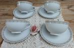 3 + 1 Vintage kop en schotels groen/ goud, Mosa 3 poortjes, Huis en Inrichting, Keuken | Servies, Gebruikt, Ophalen of Verzenden