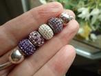 mooie echt zilveren slangarmband van bacio met paarse bedels, Ophalen of Verzenden, Zo goed als nieuw, Zilver, Trollbeads