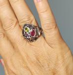 925 zilveren ring met natuurlijke Robijn, Peridot, Amethist, O.T., Nieuw, Ophalen of Verzenden, Orientaltemptation@hotmail.com