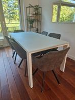 Witte eettafel met zwevend dik melkglas blad 180.x 90 cm, Huis en Inrichting, Tafels | Eettafels, Ophalen, 50 tot 100 cm, 150 tot 200 cm