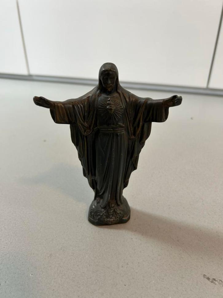 Bronzen Jezus Figuur - 14x10 cm, Antiek en Kunst, Antiek | Religie, Ophalen