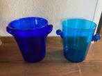 2 Blauwe glazen wijnkoelers.1x= van Biot. Samen 45 euro, Antiek en Kunst, Antiek | Glas en Kristal, Ophalen of Verzenden