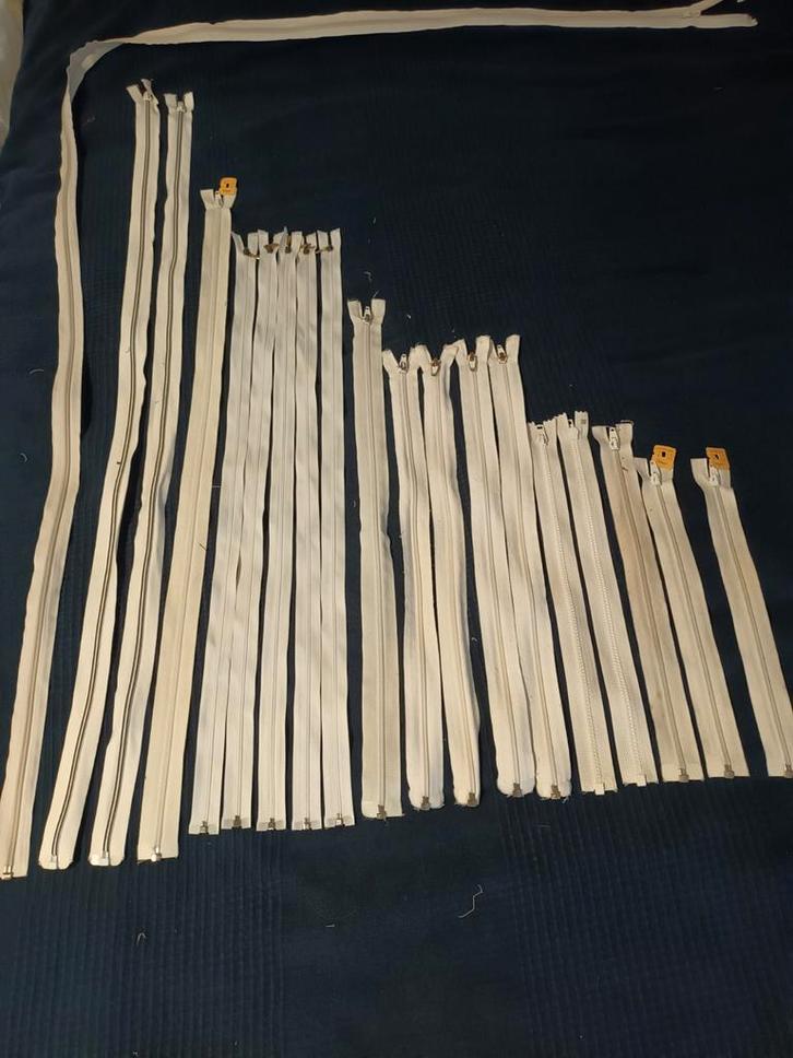 Deelbare ritsen wit diverse maten en soorten, Hobby en Vrije tijd, Naaien en Fournituren, Zo goed als nieuw, Rits of Sluiting