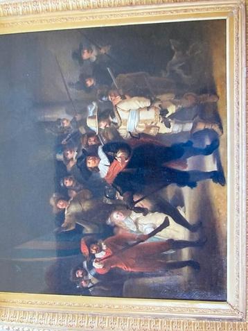 Nachtwacht schilderij, voor 1850, gesigneerd, in goede staat beschikbaar voor biedingen