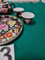 Miniservies chinees zwart met bloemen, Antiek en Kunst, Ophalen of Verzenden