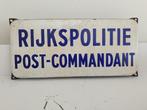 Emaille bord Rijkspolitie Post- Commandant, Ophalen of Verzenden, Zo goed als nieuw, Reclamebord