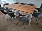 Metalen eettafel met houten blad 200x90x75 cm, Huis en Inrichting, Tafels | Eettafels, Ophalen, 200 cm of meer, 50 tot 100 cm