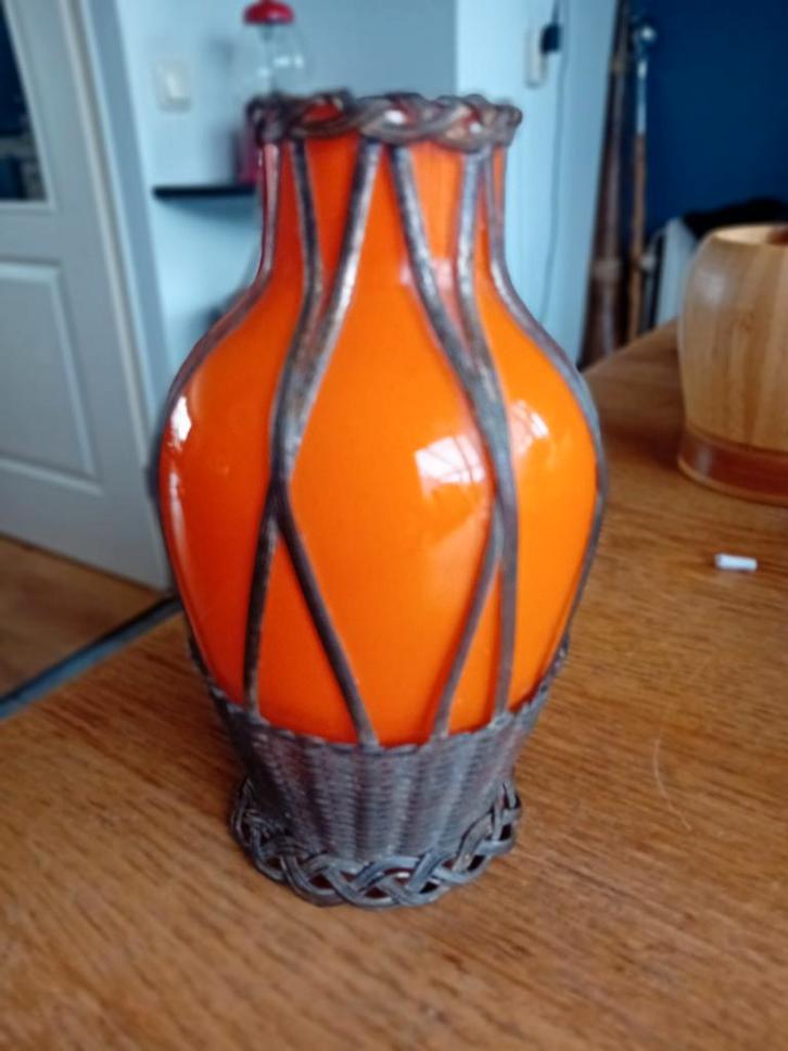 Verzilverd Oranje Vaasje - Vintage Decoratie, Huis en Inrichting, Woonaccessoires | Vazen, Gebruikt, Oranje, Minder dan 50 cm
