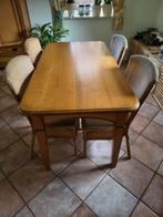 Eikenhouten eettafel met 4 stoelen, Gebruikt, 100 tot 150 cm, Eikenhout, Ophalen of Verzenden