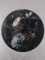 Muurcirkel Echt Glas - Bloemen - 70cm - Zo Goed Als Nieuw, Ophalen, 50 tot 75 cm, 50 tot 75 cm, Print