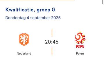 Gezocht: Tickets Nederland - Polen (voetbalwedstrijd) beschikbaar voor biedingen