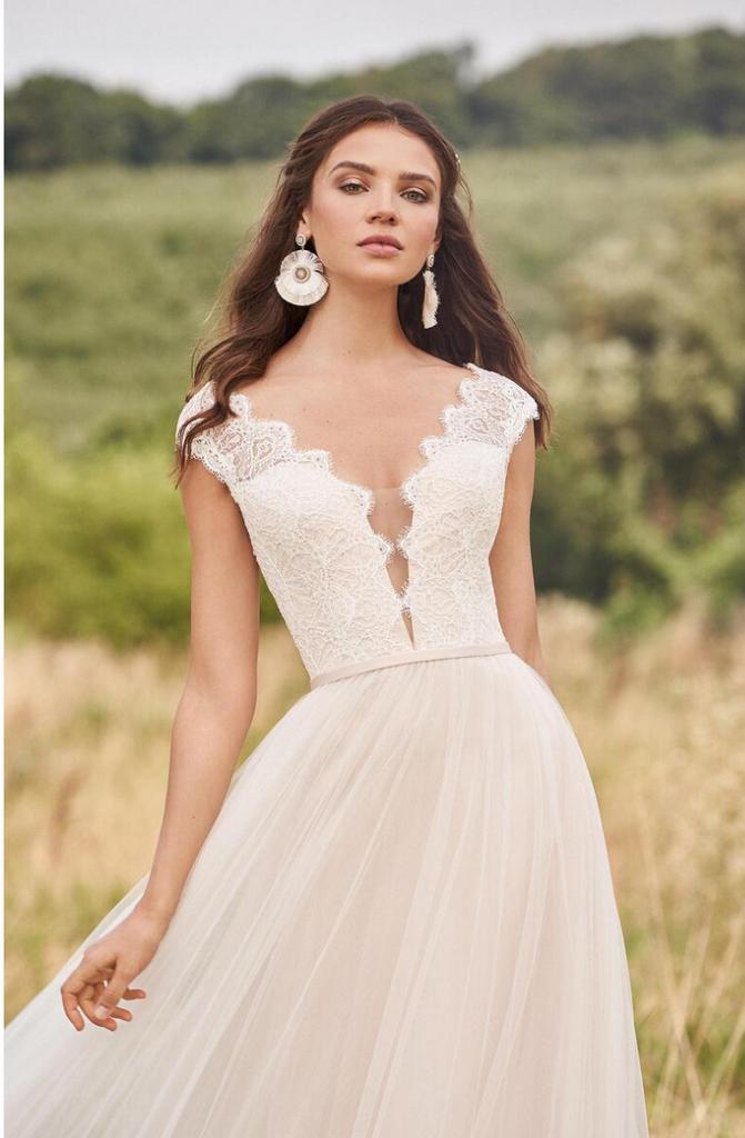 Bohemian kanten trouwjurk blush maat 38, Kleding | Dames, Trouwkleding en Trouwaccessoires, Zo goed als nieuw, Trouwjurk, Wit