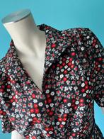 Vintage jaren 70 jurk grijs/rood/zwart maat 42, Overige kleuren, Verzenden, Maat 42/44 (L), Vintage
