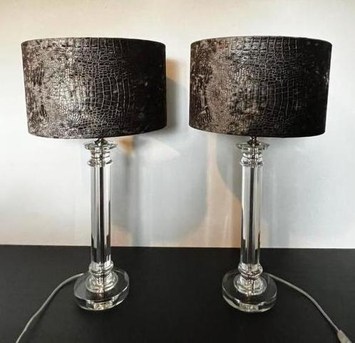 2 tafellampen Erik Kuster style (hotel chic), Huis en Inrichting, Lampen | Tafellampen, Zo goed als nieuw, Minder dan 50 cm, Glas