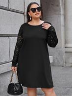 NIEUW! Trendy zwarte jurk met kant mouwen maat 2XL 48 50, Verzenden, Nieuw, Zwart, Jurk