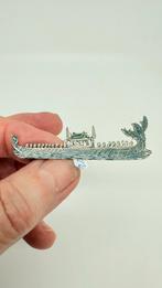 Oude niello zilveren brede broche van een boot., Ophalen of Verzenden, Zo goed als nieuw, Minder dan 4 cm, Zilver