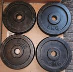 4x 5kg zwarte gietijzeren 30mm halterschijven, Sport en Fitness, Fitnessmaterialen, Ophalen, Gebruikt, Benen, Halterschijven