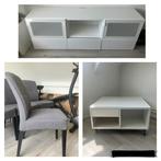 Te koop: meubelset wit met glas en stoelen, Huis en Inrichting, Ophalen, 50 tot 100 cm, Minder dan 100 cm, 25 tot 50 cm