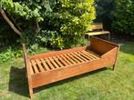 Vintage eenpersoonsbed van hout, Gebruikt, 90 cm, Eenpersoons, Bruin