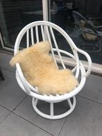 💝 Vintage loungestoel kuipstoel fauteuil wit rotan, Huis en Inrichting, Stoelen, Ophalen, Boho beach, Wit, Riet of Rotan