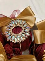 Kerstbal handgedecoreerde rood met echt stras, Ophalen of Verzenden, Nieuw