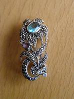 VINTAGE ZILVEREN 925 BROCHE MARKASIET EDELSTEEN 7,9 gr, 4 tot 7 cm, Ophalen of Verzenden, Zo goed als nieuw, Zilver