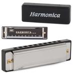 Mondharmonica metaal 10 gaten in C Major + opbergdoos, Muziek en Instrumenten, Blaasinstrumenten | Mondharmonica's, Nieuw, Met koffer of doosje