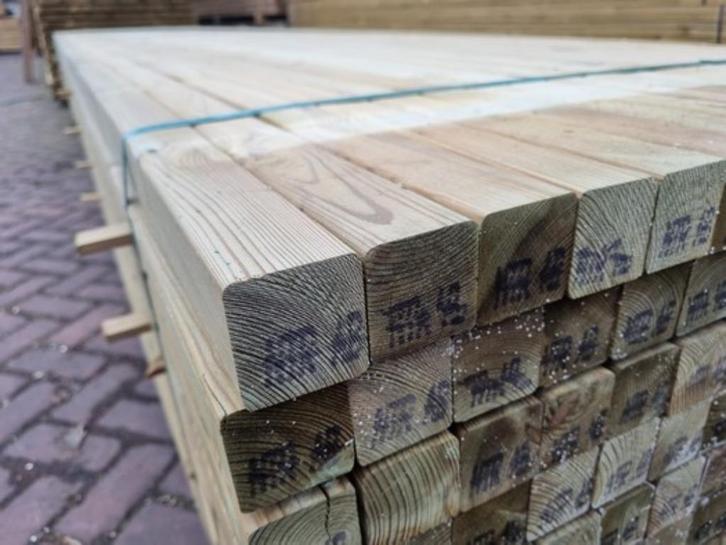 Balkhout -geïmpregneerd 4.5x4.5 cm € 1,40 per meter incl btw, Tuin en Terras, Palen, Balken en Planken, Nieuw, Palen, 180 tot 250 cm
